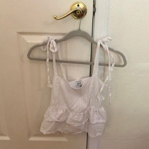 White, size S, cropped tank with tie straps